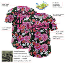 Load image into Gallery viewer, Custom Pink Black 3D Pattern Design Northeast China Big Flower Authentic Baseball Jersey