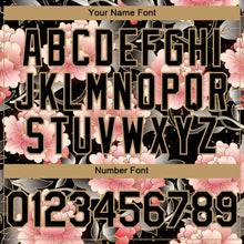 Load image into Gallery viewer, Custom Black Old Gold 3D Pattern Design Northeast China Big Flower Authentic Baseball Jersey