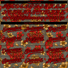 Load image into Gallery viewer, Custom Olive Red-Black 3D Pattern Design Northeast China Big Flower Authentic Baseball Jersey