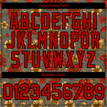 Load image into Gallery viewer, Custom Olive Red-Black 3D Pattern Design Northeast China Big Flower Authentic Baseball Jersey