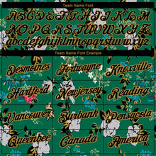 Load image into Gallery viewer, Custom Kelly Green Black-Old Gold 3D Pattern Design Flowers Performance T-Shirt