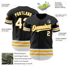 Load image into Gallery viewer, Custom Black White-Gold Line Authentic Baseball Jersey