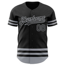 Load image into Gallery viewer, Custom Black Gray Line Authentic Baseball Jersey