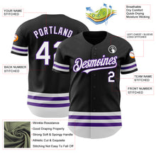 Load image into Gallery viewer, Custom Black White-Purple Line Authentic Baseball Jersey