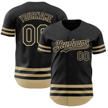 Load image into Gallery viewer, Custom Black Vegas Gold Line Authentic Baseball Jersey