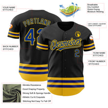 Load image into Gallery viewer, Custom Black Royal-Yellow Line Authentic Baseball Jersey