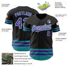 Load image into Gallery viewer, Custom Black Purple-Teal Line Authentic Baseball Jersey