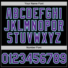 Load image into Gallery viewer, Custom Black Purple-Teal Line Authentic Baseball Jersey