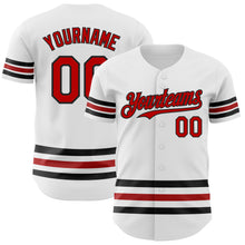 Load image into Gallery viewer, Custom White Red-Black Line Authentic Baseball Jersey