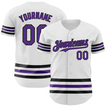 Load image into Gallery viewer, Custom White Purple-Black Line Authentic Baseball Jersey