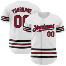 Load image into Gallery viewer, Custom White Crimson-Black Line Authentic Baseball Jersey