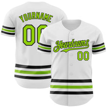 Load image into Gallery viewer, Custom White Neon Green-Black Line Authentic Baseball Jersey