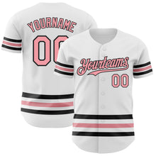 Load image into Gallery viewer, Custom White Medium Pink-Black Line Authentic Baseball Jersey