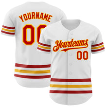 Load image into Gallery viewer, Custom White Red-Gold Line Authentic Baseball Jersey