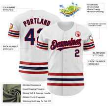 Load image into Gallery viewer, Custom White Navy-Red Line Authentic Baseball Jersey