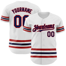 Load image into Gallery viewer, Custom White Navy-Red Line Authentic Baseball Jersey