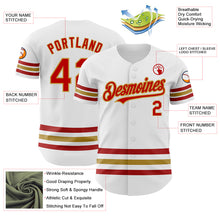 Load image into Gallery viewer, Custom White Red-Old Gold Line Authentic Baseball Jersey