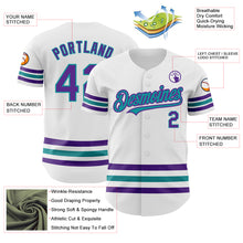 Load image into Gallery viewer, Custom White Purple-Teal Line Authentic Baseball Jersey