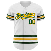 Load image into Gallery viewer, Custom White Green-Gold Line Authentic Baseball Jersey