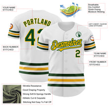 Load image into Gallery viewer, Custom White Green-Gold Line Authentic Baseball Jersey