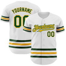 Load image into Gallery viewer, Custom White Green-Gold Line Authentic Baseball Jersey