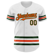 Load image into Gallery viewer, Custom White Green-Orange Line Authentic Baseball Jersey