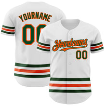 Load image into Gallery viewer, Custom White Green-Orange Line Authentic Baseball Jersey