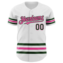 Load image into Gallery viewer, Custom White Green-Pink Line Authentic Baseball Jersey