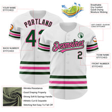Load image into Gallery viewer, Custom White Green-Pink Line Authentic Baseball Jersey