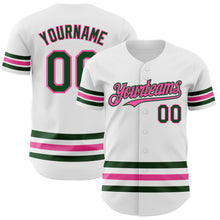 Load image into Gallery viewer, Custom White Green-Pink Line Authentic Baseball Jersey