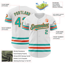 Load image into Gallery viewer, Custom White Aqua-Orange Line Authentic Baseball Jersey