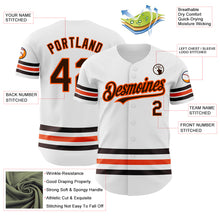 Load image into Gallery viewer, Custom White Brown-Orange Line Authentic Baseball Jersey