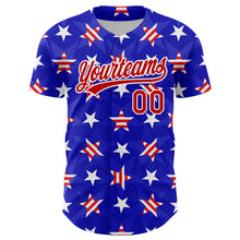 Load image into Gallery viewer, Custom Royal Red-White 3D American Flag Patriotic Authentic Baseball Jersey