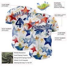 Load image into Gallery viewer, Custom White Navy-Red 3D Pattern Design Stars Authentic Baseball Jersey
