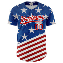 Load image into Gallery viewer, Custom Royal Red-White 3D American Flag Patriotic Authentic Baseball Jersey