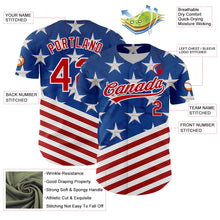 Load image into Gallery viewer, Custom Royal Red-White 3D American Flag Patriotic Authentic Baseball Jersey