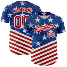 Load image into Gallery viewer, Custom Royal Red-White 3D American Flag Patriotic Authentic Baseball Jersey