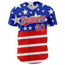 Load image into Gallery viewer, Custom Royal Red-White 3D American Flag Patriotic Authentic Baseball Jersey