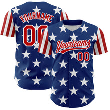Load image into Gallery viewer, Custom Royal Red-White 3D American Flag Patriotic Authentic Baseball Jersey