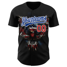 Load image into Gallery viewer, Custom Black Red-Royal 3D American Flag Eagle Patriotic Authentic Baseball Jersey
