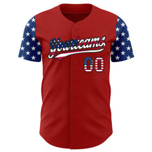 Load image into Gallery viewer, Custom Red USA Flag-Black 3D American Flag Patriotic Authentic Baseball Jersey