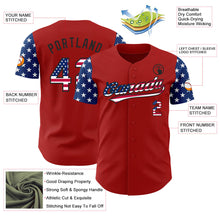 Load image into Gallery viewer, Custom Red USA Flag-Black 3D American Flag Patriotic Authentic Baseball Jersey