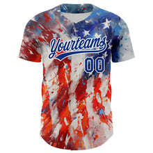 Load image into Gallery viewer, Custom Red Royal-White 3D American Flag Patriotic Authentic Baseball Jersey