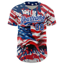 Load image into Gallery viewer, Custom Red Royal-White 3D American Flag Patriotic Authentic Baseball Jersey