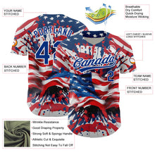 Load image into Gallery viewer, Custom Red Royal-White 3D American Flag Patriotic Authentic Baseball Jersey