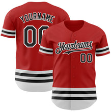 Load image into Gallery viewer, Custom Red Black-White Line Authentic Baseball Jersey