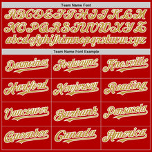 Load image into Gallery viewer, Custom Red Old Gold-White Line Authentic Baseball Jersey