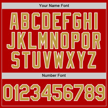 Load image into Gallery viewer, Custom Red Old Gold-White Line Authentic Baseball Jersey