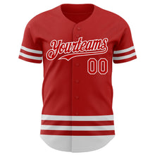 Load image into Gallery viewer, Custom Red White Line Authentic Baseball Jersey