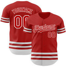 Load image into Gallery viewer, Custom Red White Line Authentic Baseball Jersey